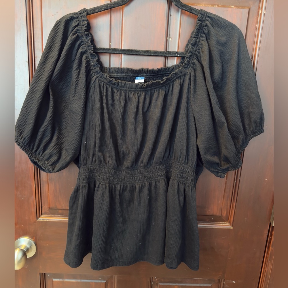 Black smocked top